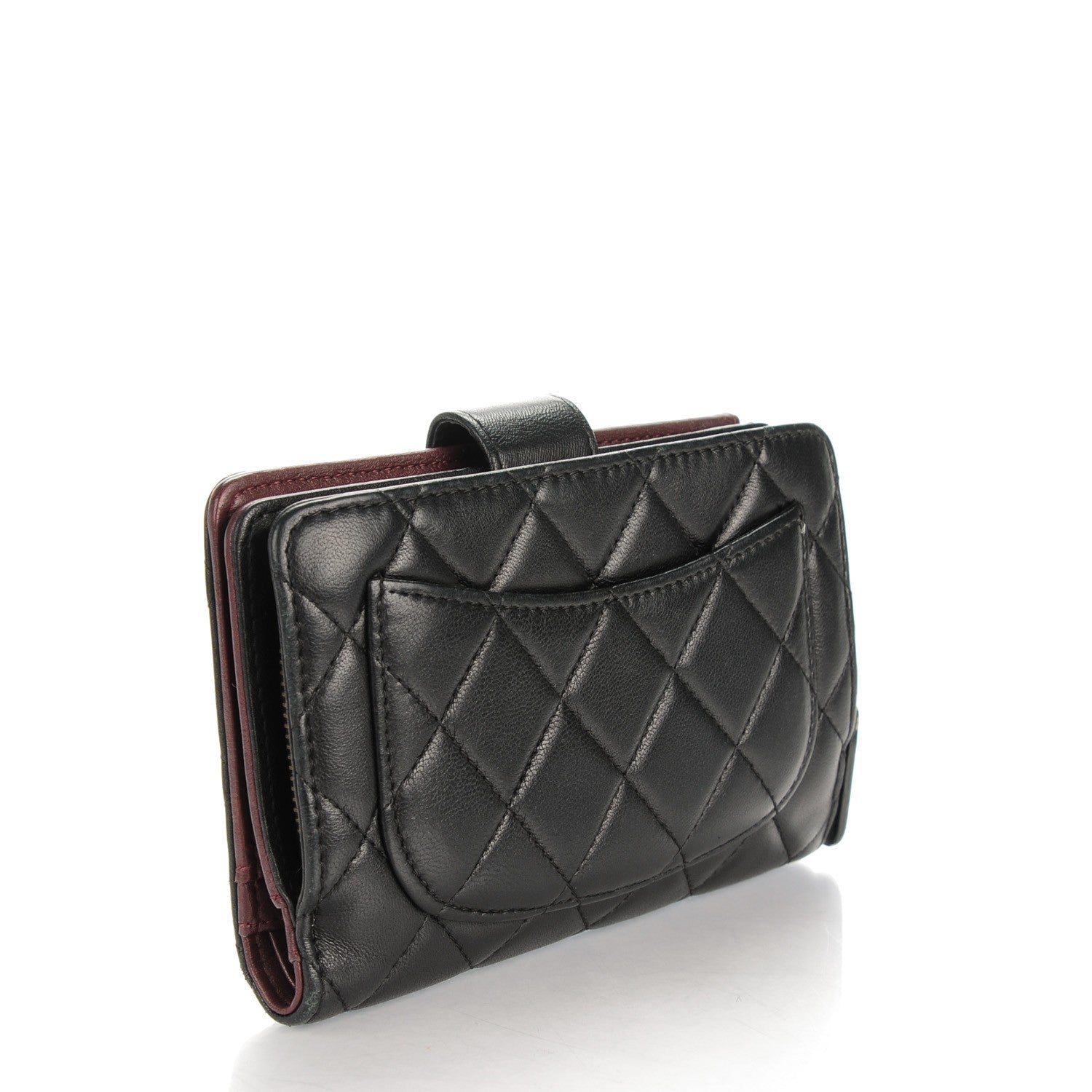 Chanel Lambskin Quilted Zipped Pocket Wallet Black 3 of 9