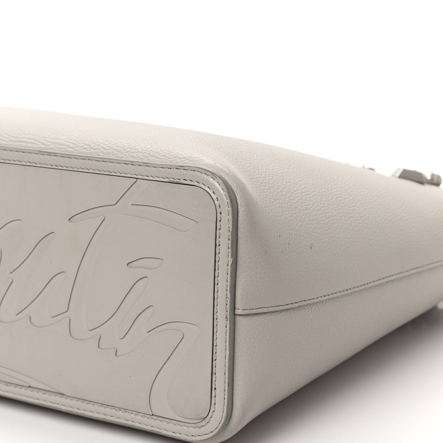 Calfskin Empire Spike Studded East West Cabata Tote Light Grey