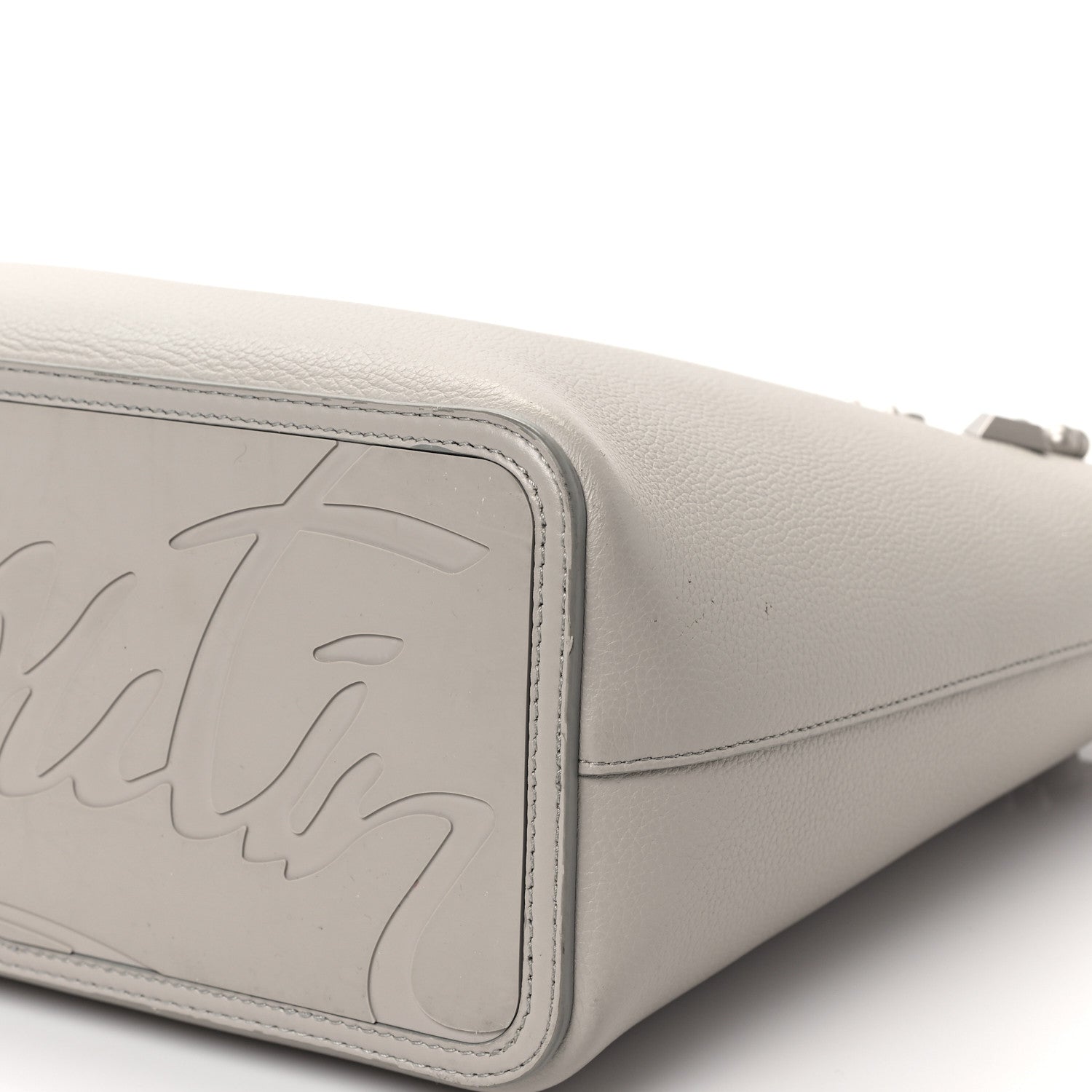 Christian Louboutin Calfskin Empire Spike Studded East West Cabata Tote Light Grey 11 of 11