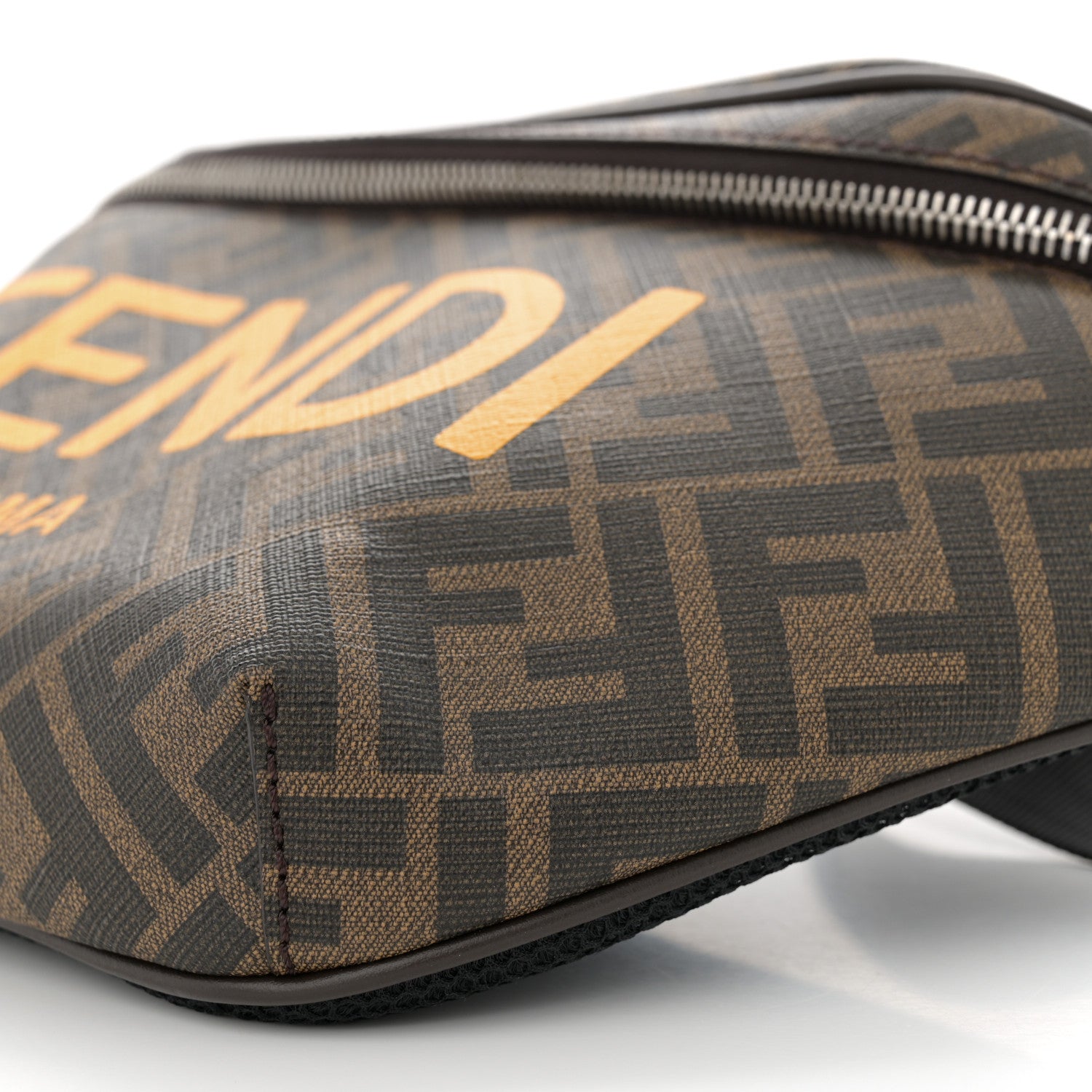 Fendi Shiny Glazed Fabric Vitello Cover FF 1974 Logo Belt Bag Tobacco Moro Giallo Ebano 10 of 12