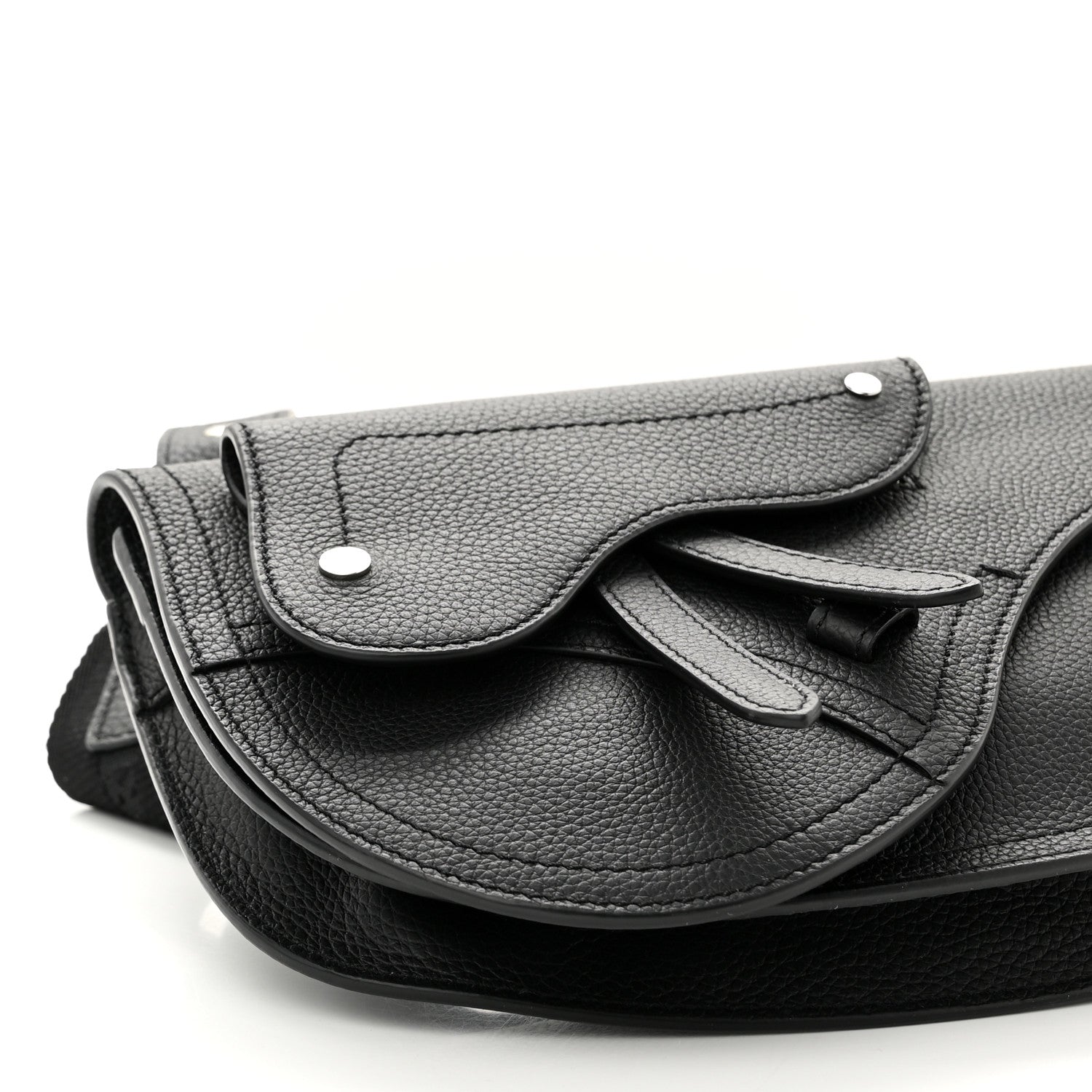 Christian Dior Grained Calfskin Saddle Messenger Bag Black 8 of 9