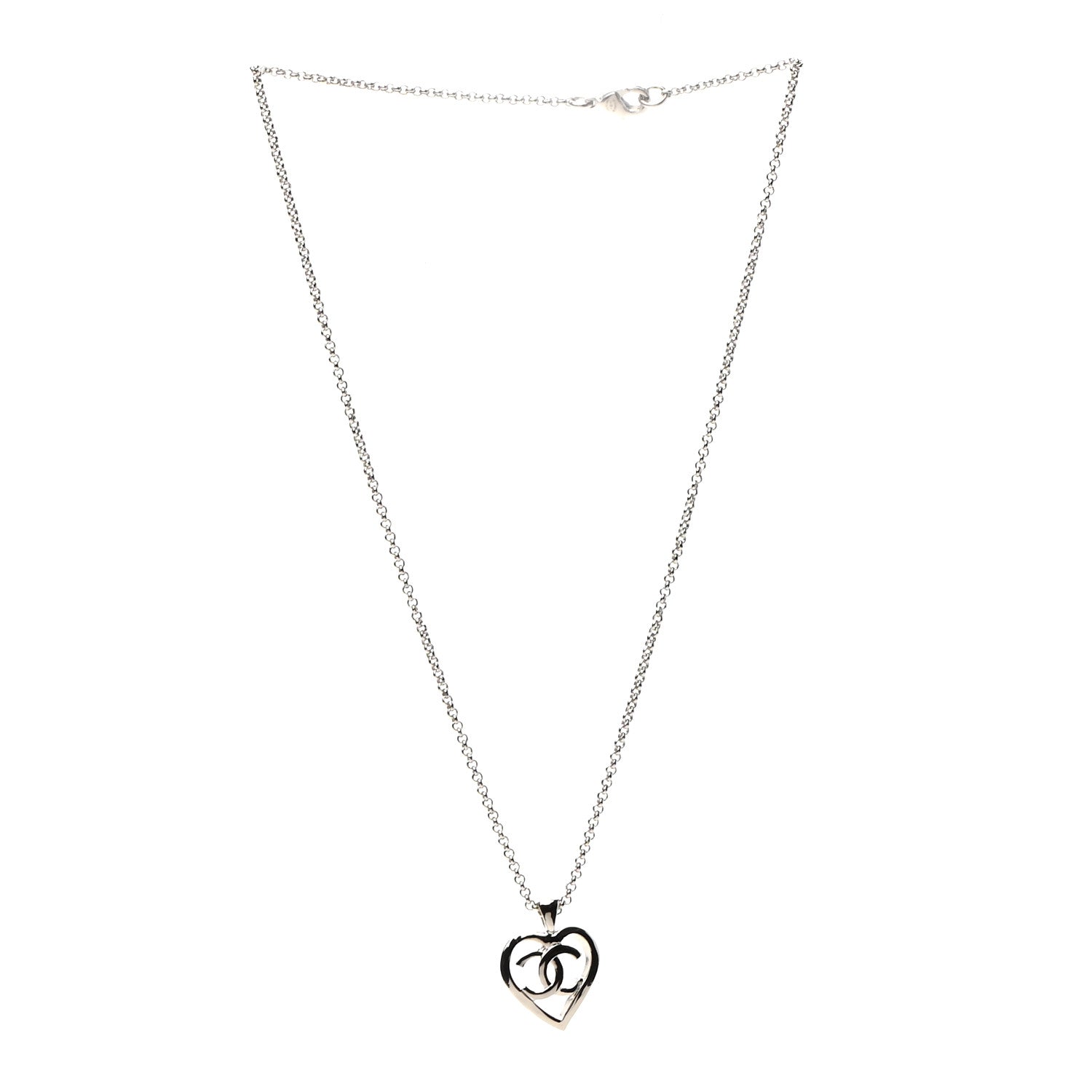 Chanel CC Heart Chain Pendant Necklace Gold 3 of 5