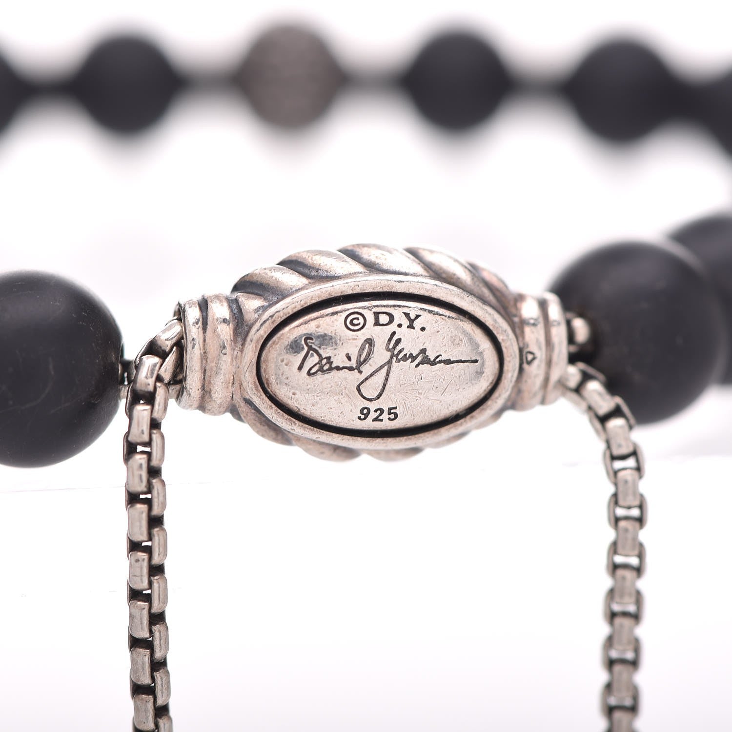 David Yurman Sterling Silver Black Diamond Onyx 8mm Spiritual Beads Bracelet 4 of 6