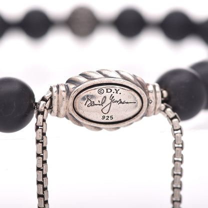 David Yurman Sterling Silver Black Diamond Onyx 8mm Spiritual Beads Bracelet 4 of 6