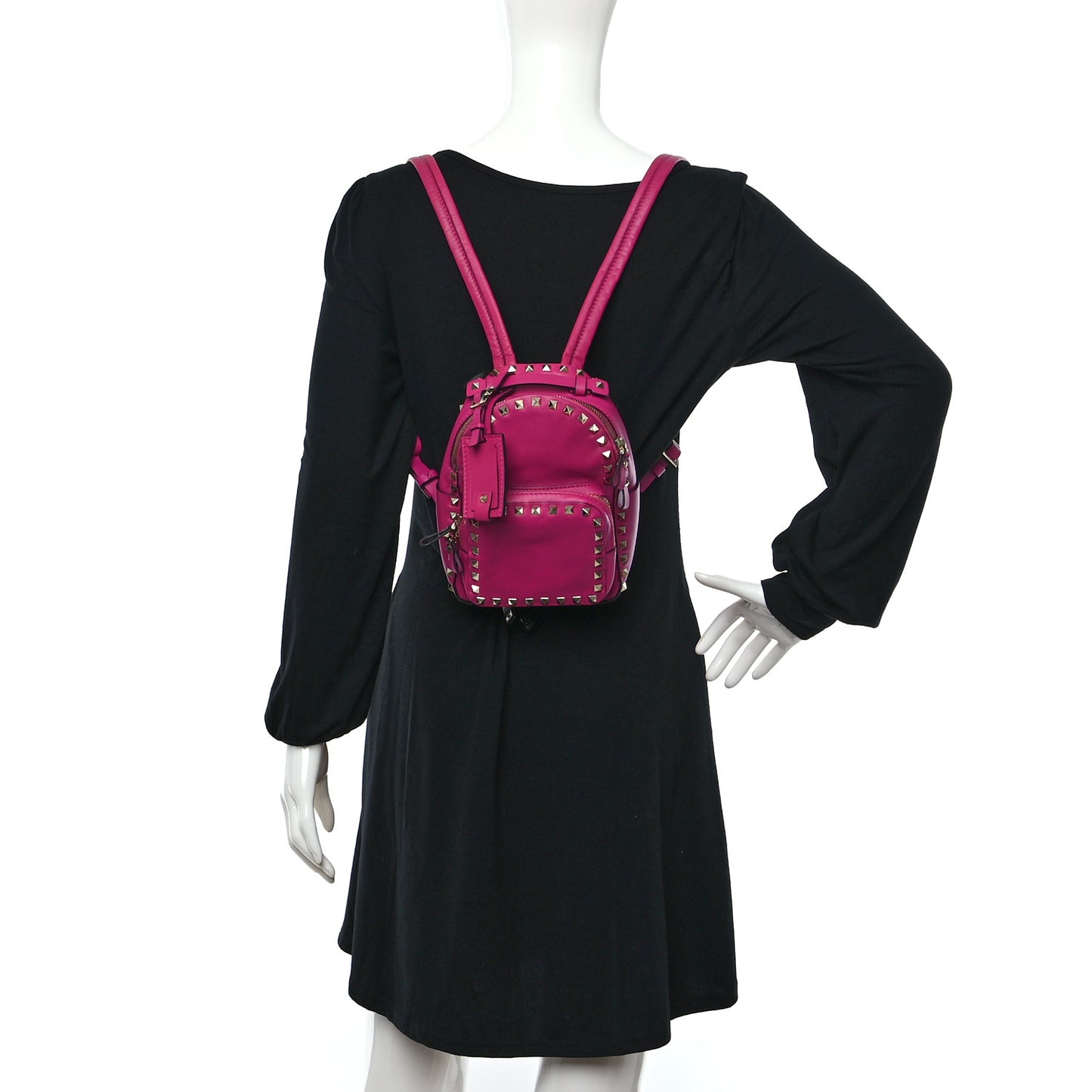 Calfskin Mini Rockstud Backpack Fuxia