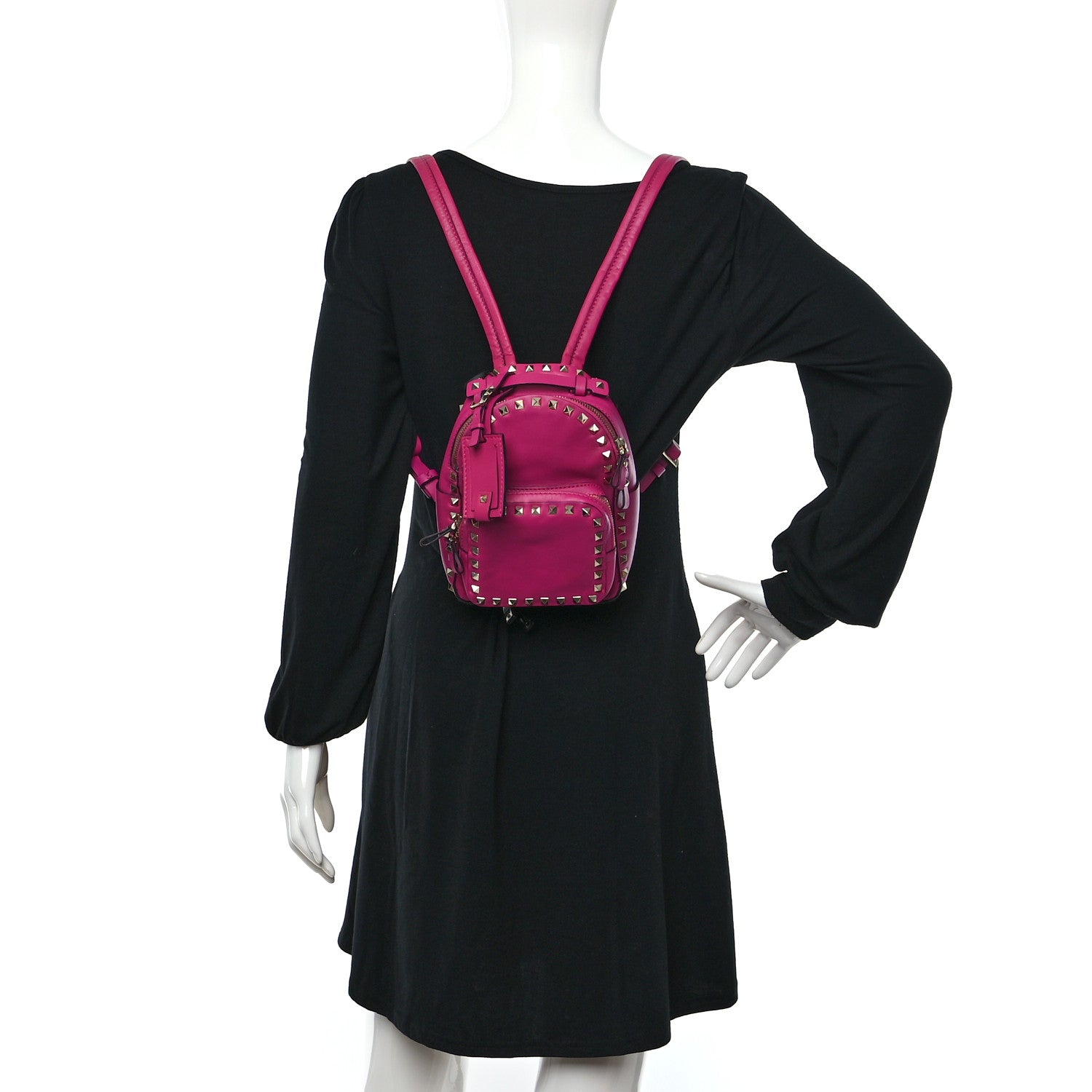 Valentino Garavani Calfskin Mini Rockstud Backpack Fuxia 2 of 10