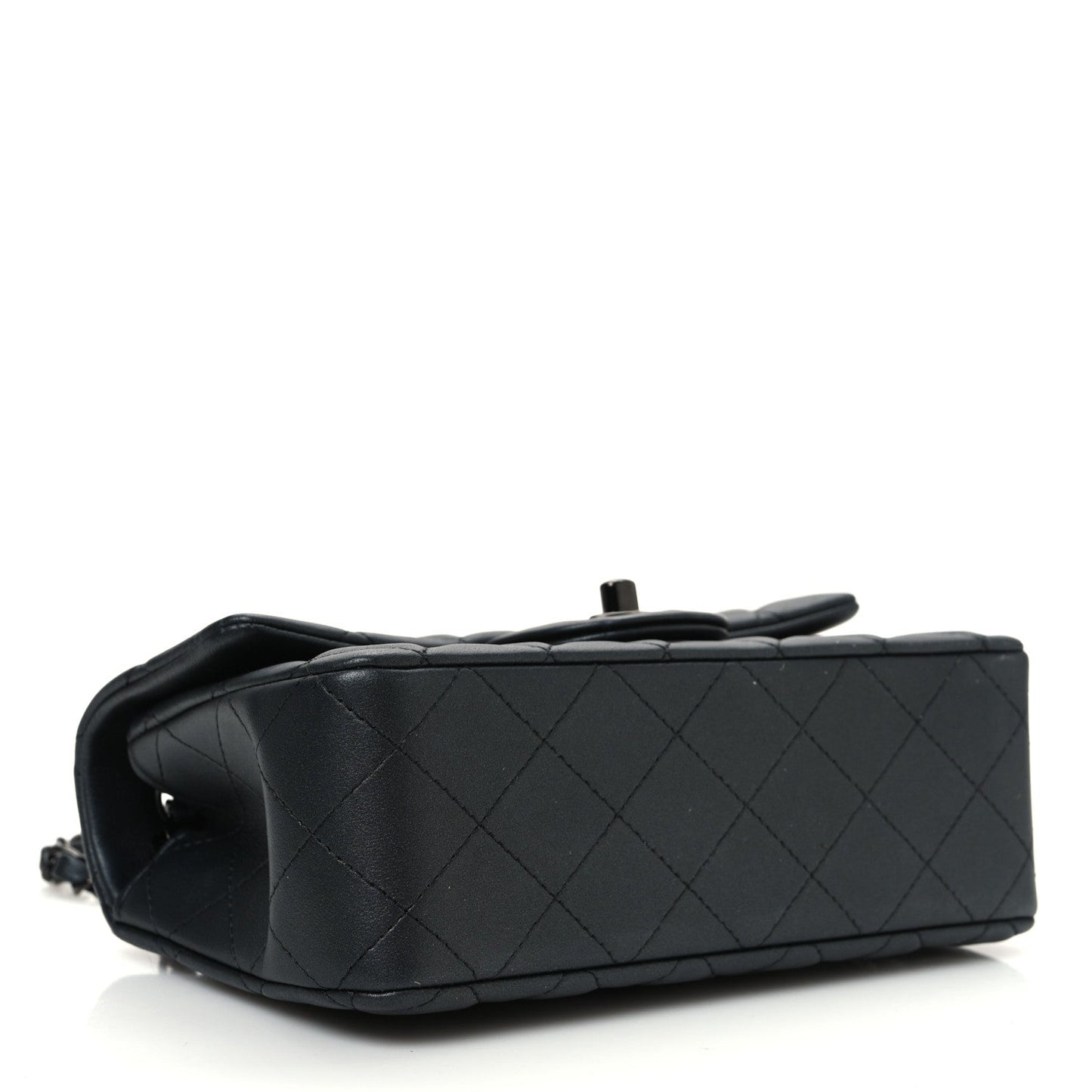 Pearly Lambskin Quilted Mini Rectangular Flap So Black