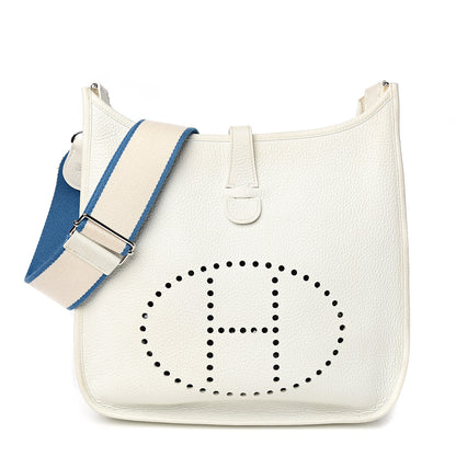 Hermes Taurillon Clemence Amazone Evelyne III PM White Mykonos 1 of 11