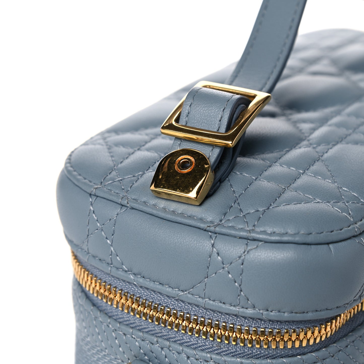Lambskin Cannage Small Diortravel Vanity Case Cloud Blue