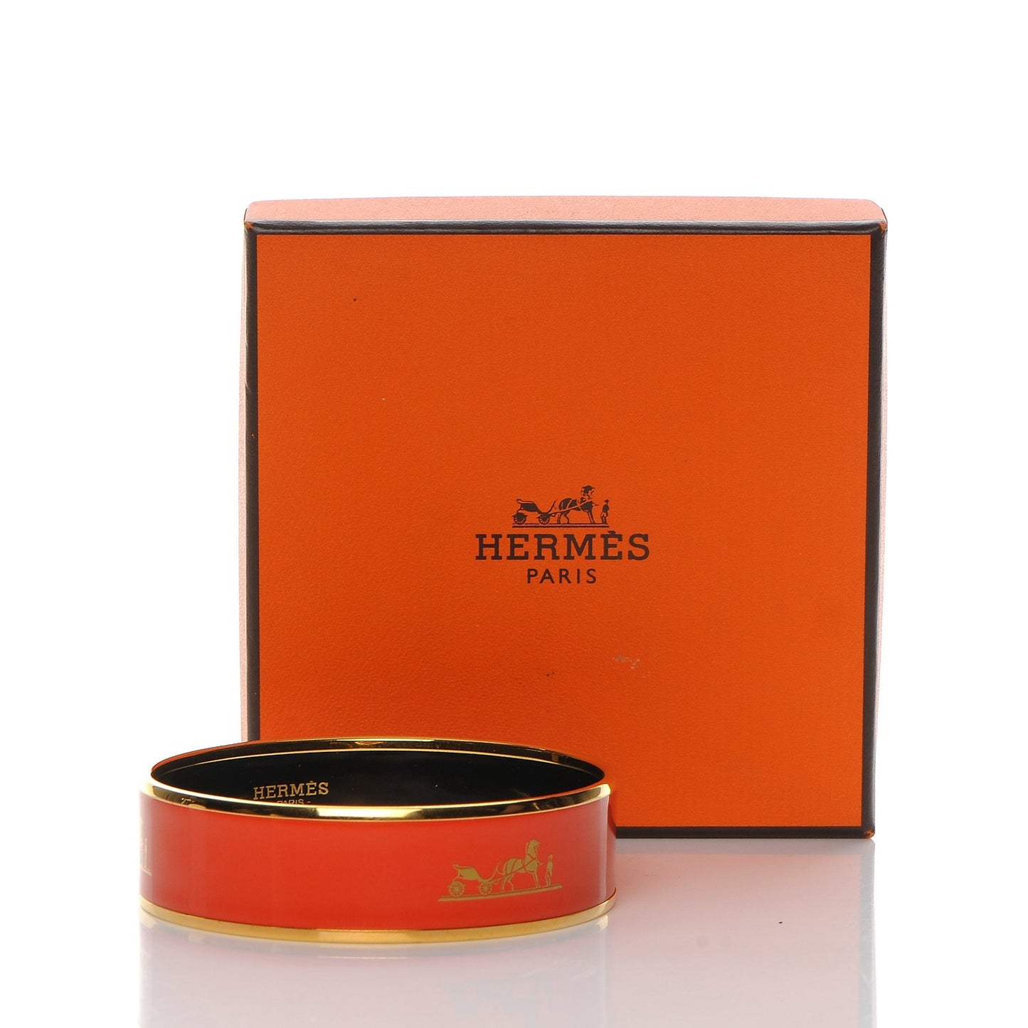 Enamel Printed Wide Caleche Bracelet 65 Capucine