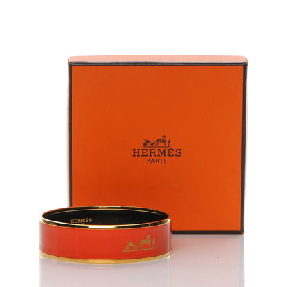 Hermes Enamel Printed Wide Caleche Bracelet 65 Capucine 6 of 6