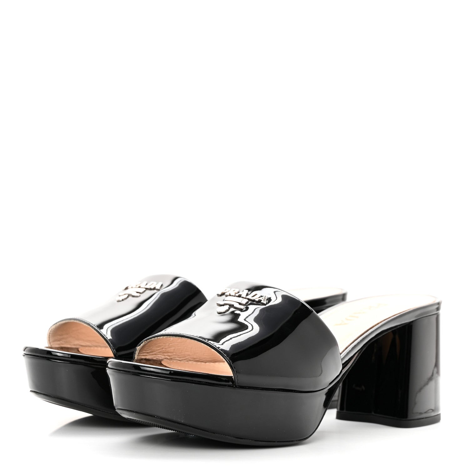 Prada Vernice 65mm Platform Sandals 35.5 Black 3 of 10