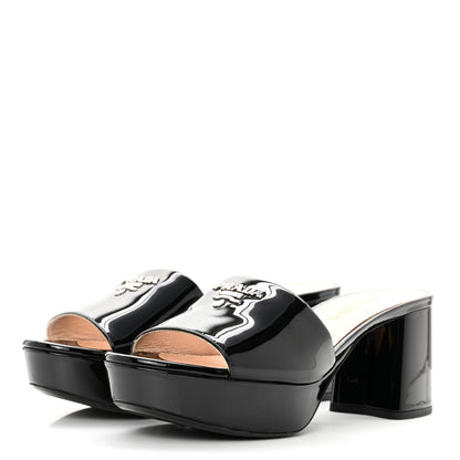 Prada Vernice 65mm Platform Sandals 35.5 Black 3 of 10