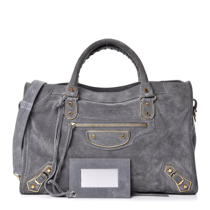 Balenciaga Baby Daim Suede Gold Metallic Edge Hardware City Gris Plomb 1 of 10