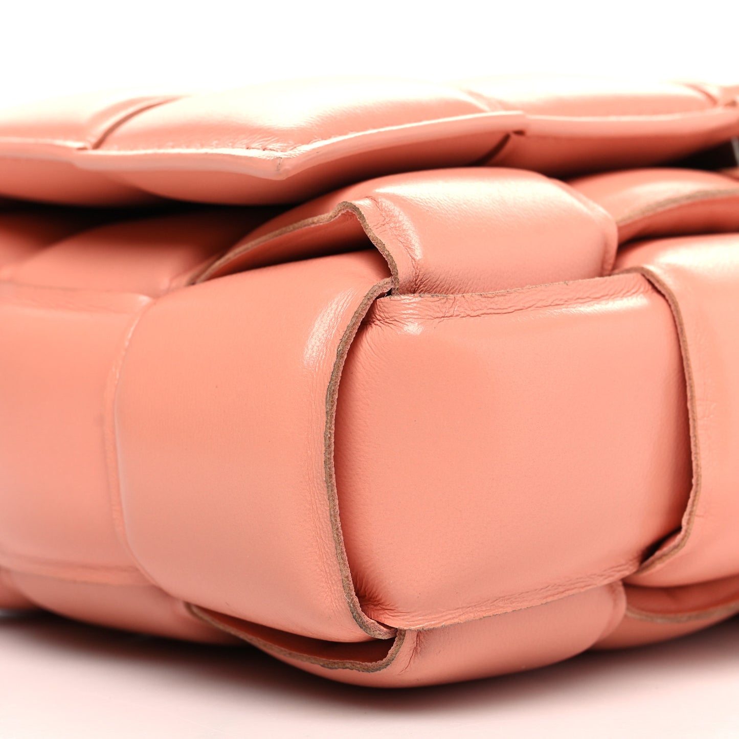 Nappa Maxi Intreccio Padded Cassette Crossbody Bag Peachy