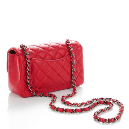 Chanel Lambskin Quilted Mini Rectangular Flap Red 3 of 8