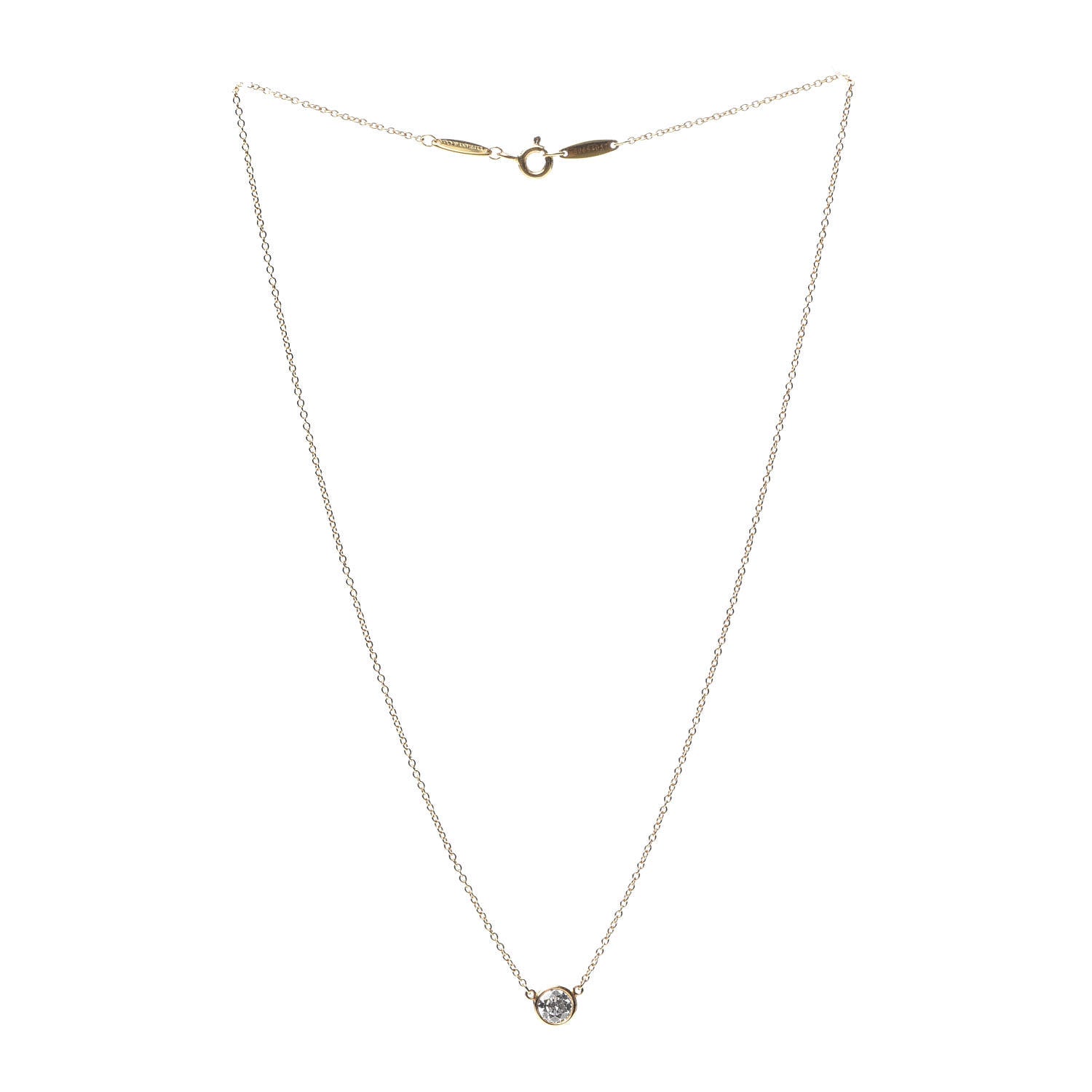 Tiffany 18K Yellow Gold Diamond .40ct Elsa Peretti Diamonds by the Yard Pendant Necklace 3 of 7