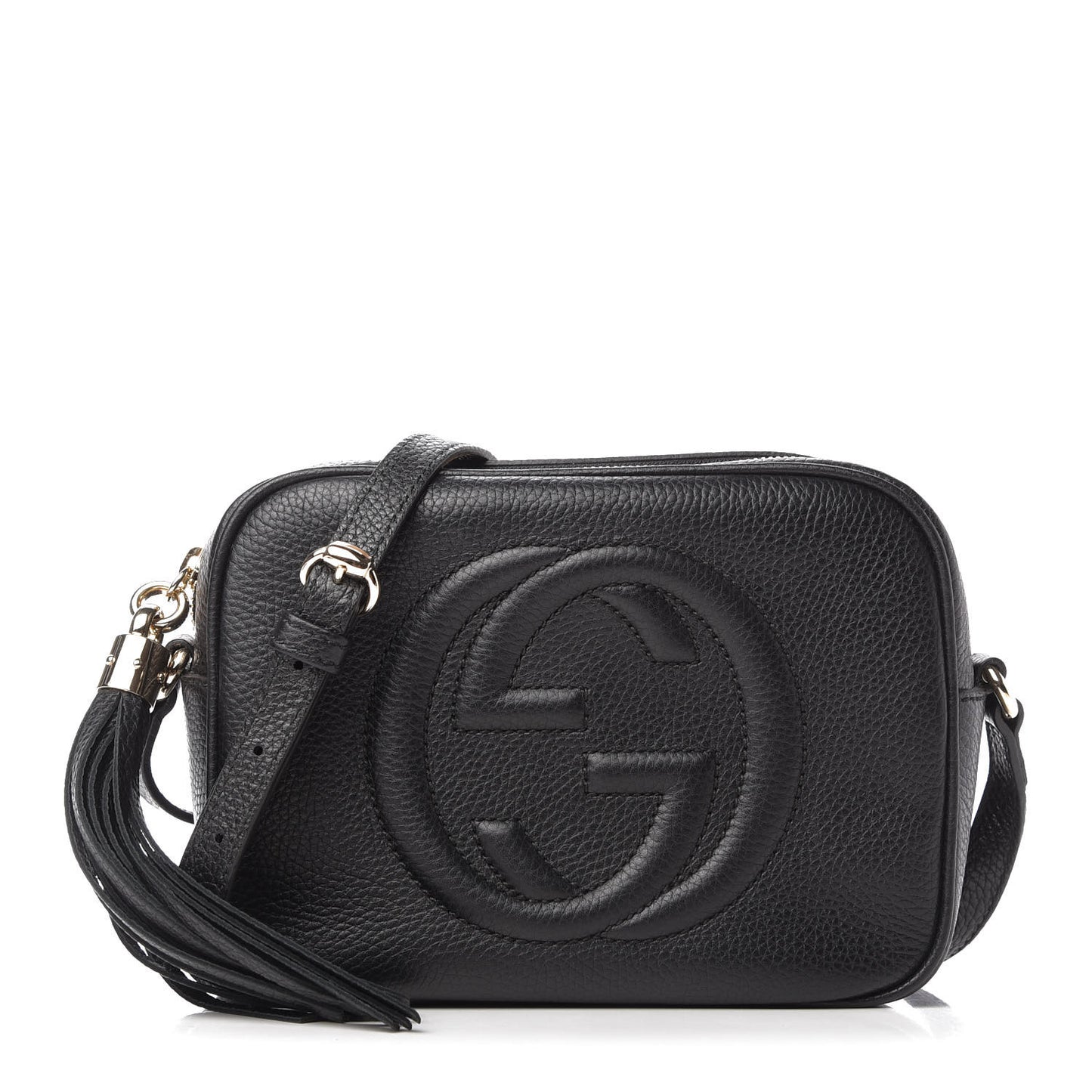 Pebbled Calfskin Small Soho Disco Bag Black