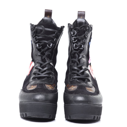 Louis Vuitton Suede Calfskin Monogram LV Black Heart Laureate Platform Desert Boots 38 Black 2 of 10