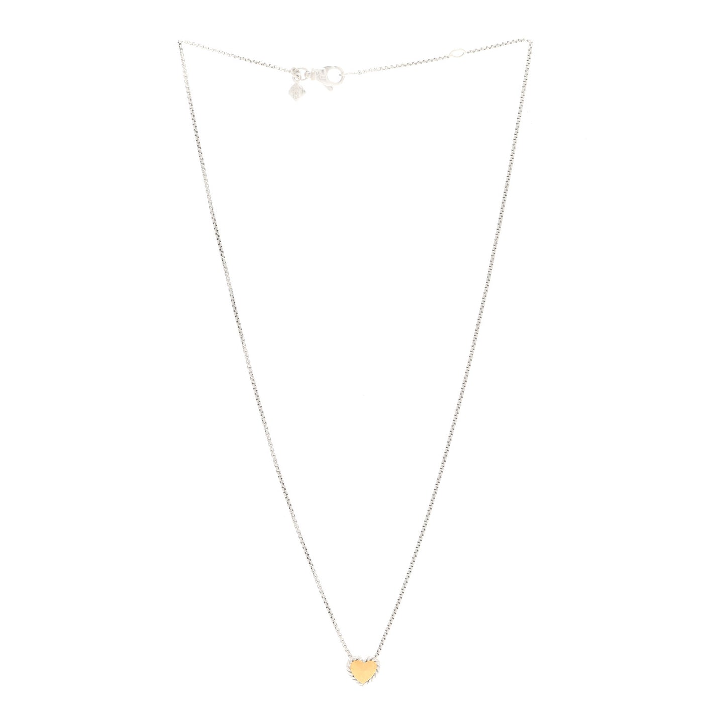 Sterling Silver 18K Yellow Gold Cable Cookie Heart Pendant Necklace