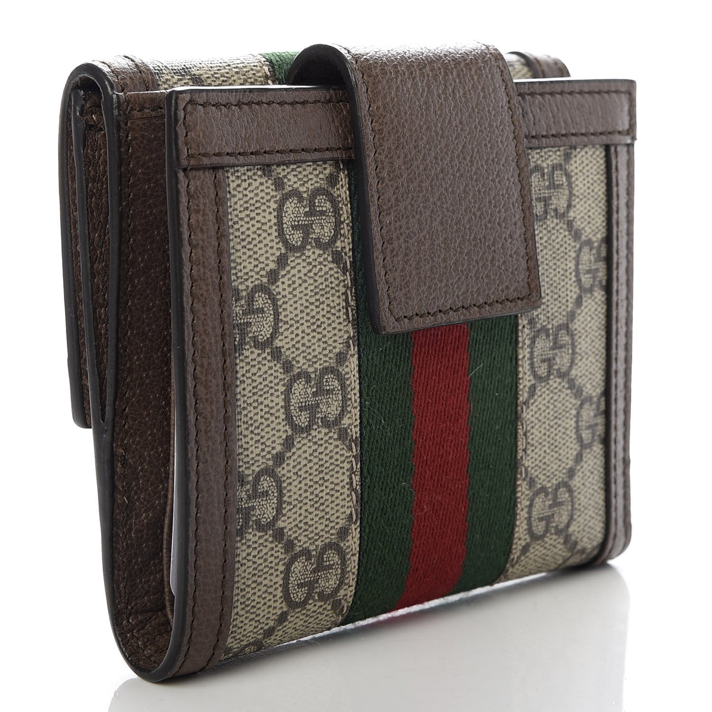 GG Supreme Monogram Web Ophidia French Flap Wallet Beige New Acero