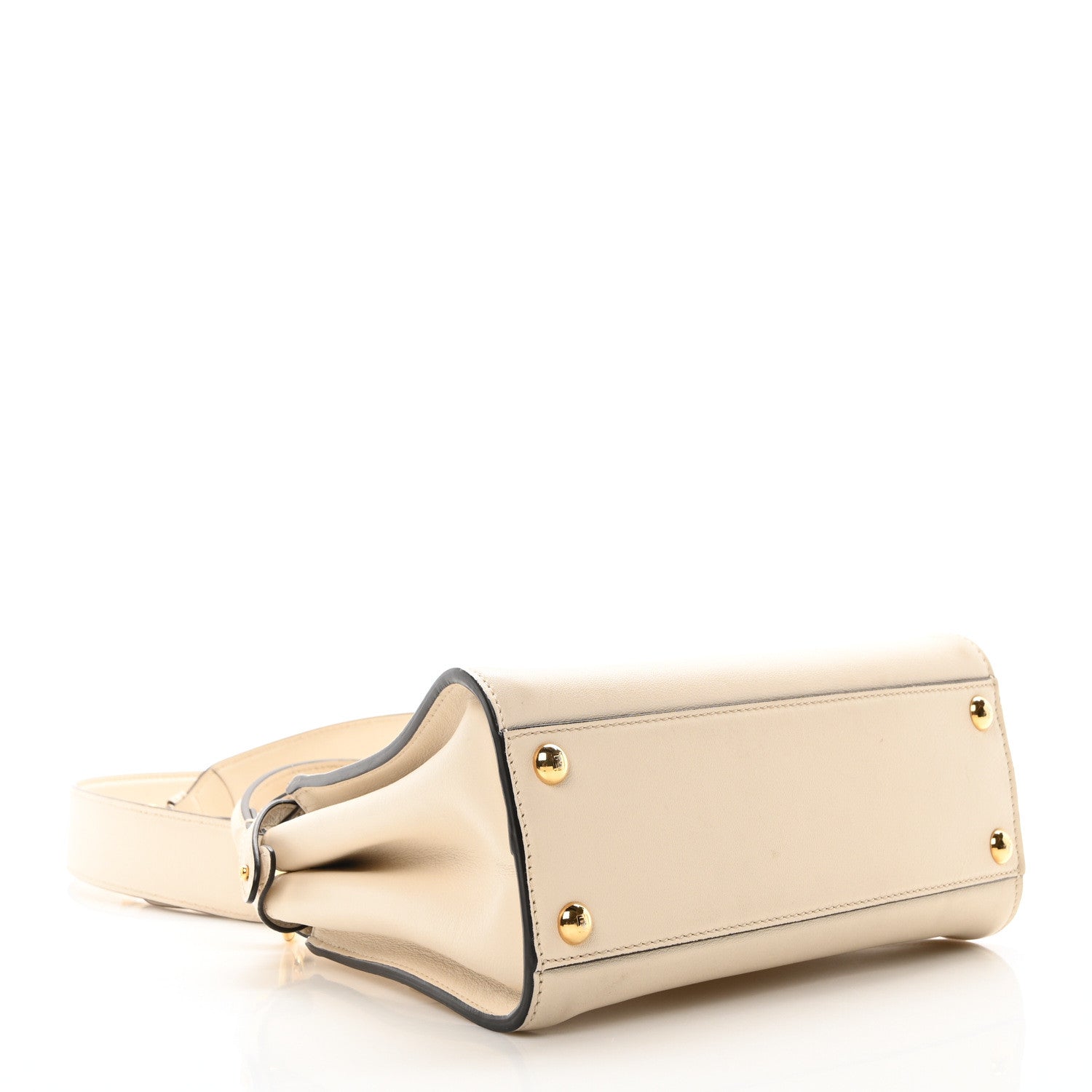 Fendi Vitello Seta Suede FF Mini Peekaboo Iconic Satchel Uovo Sigaro Marrone 4 of 10