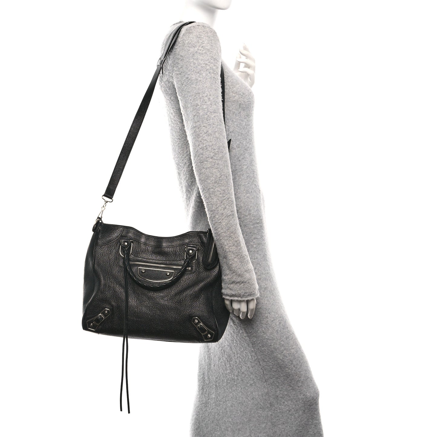Chevre Silver Metallic Edge Hardware Velo Black