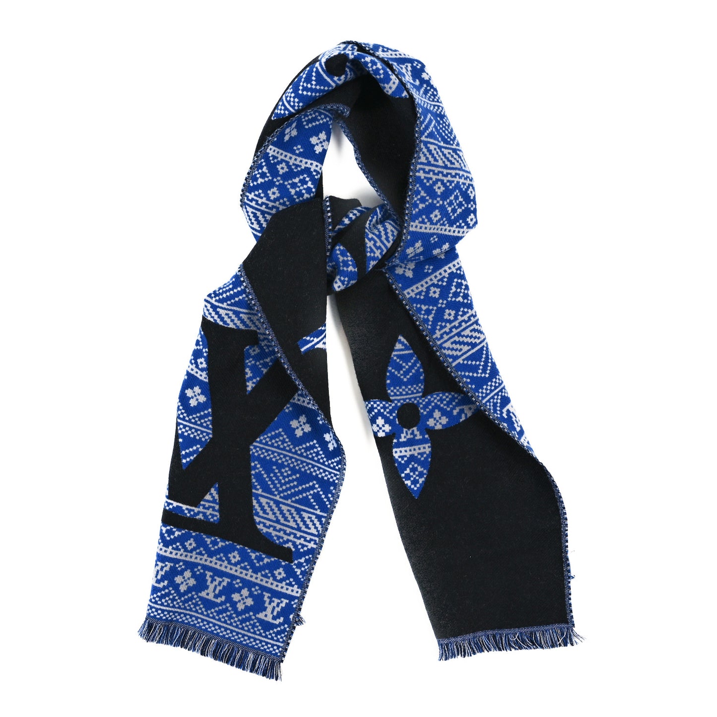 Wool Scarf Black Blue