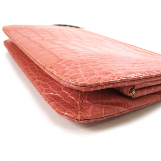 Valentino Garavani Crocodile Embossed Crystal Clutch Coral 6 of 10