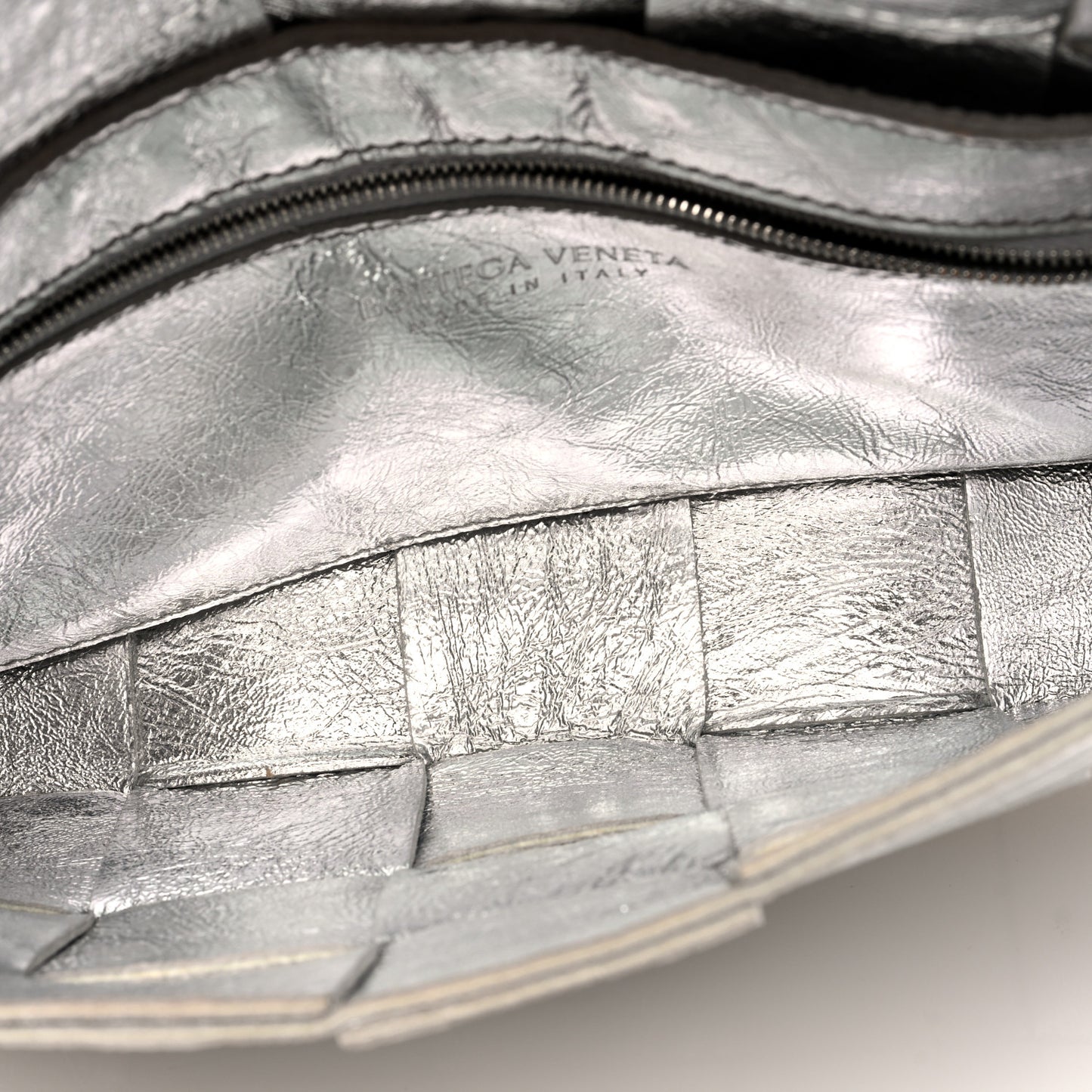 Metallic Lambskin Maxi Intrecciato Cassette Crossbody Bag Silver