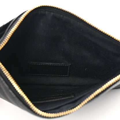 Saint Laurent Grain De Poudre Chevron Monogram Bill Pouch Black 5 of 7