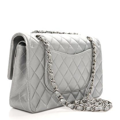 Chanel Metallic Lambskin Quilted Medium Double Flap Silver 3 of 10