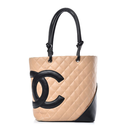 Chanel Calfskin Quilted Medium Cambon Tote Beige Black 1 of 20