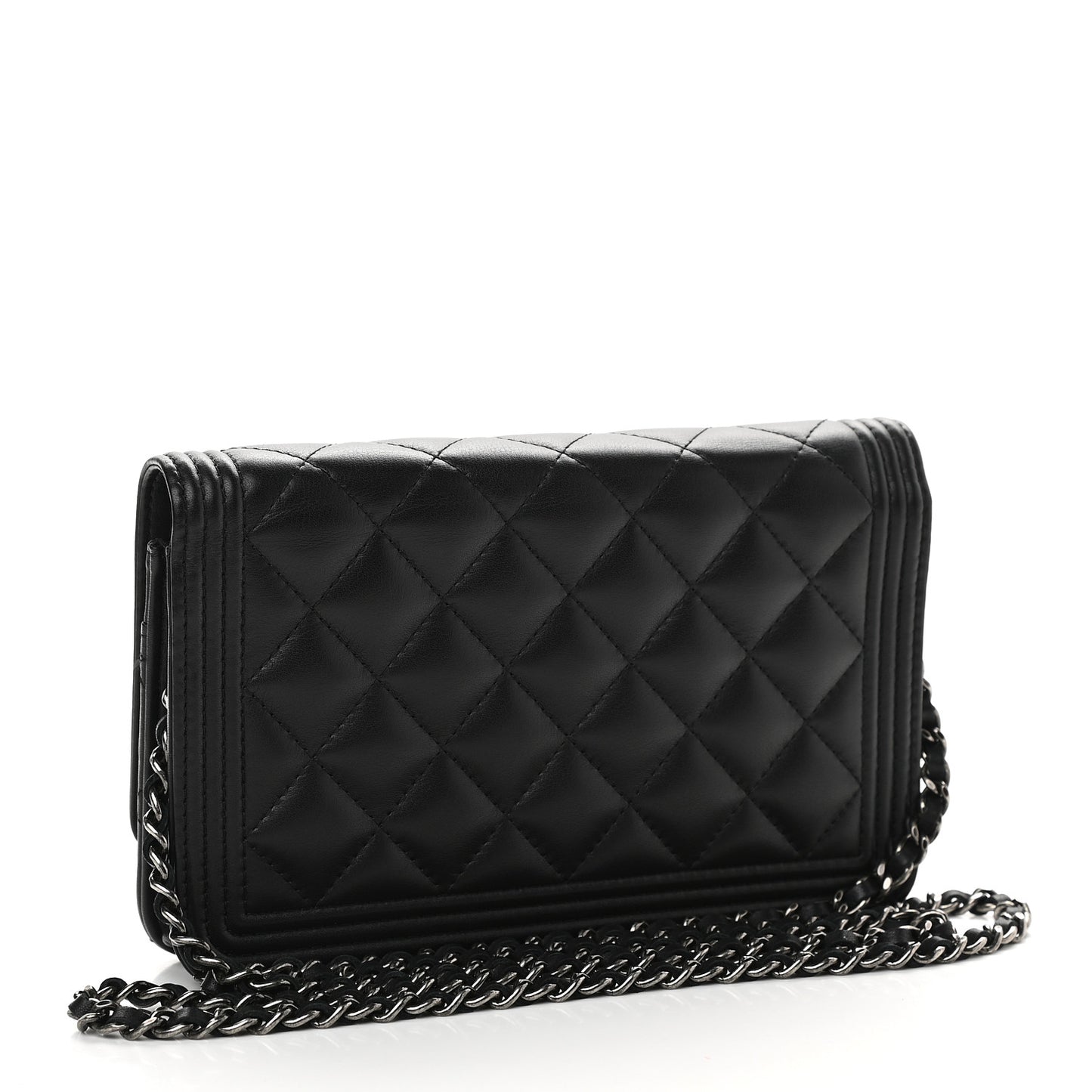 Lambskin Quilted Boy Wallet On Chain WOC Black