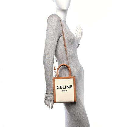 Celine Canvas Calfskin Mini Vertical Cabas Natural Tan 2 of 8