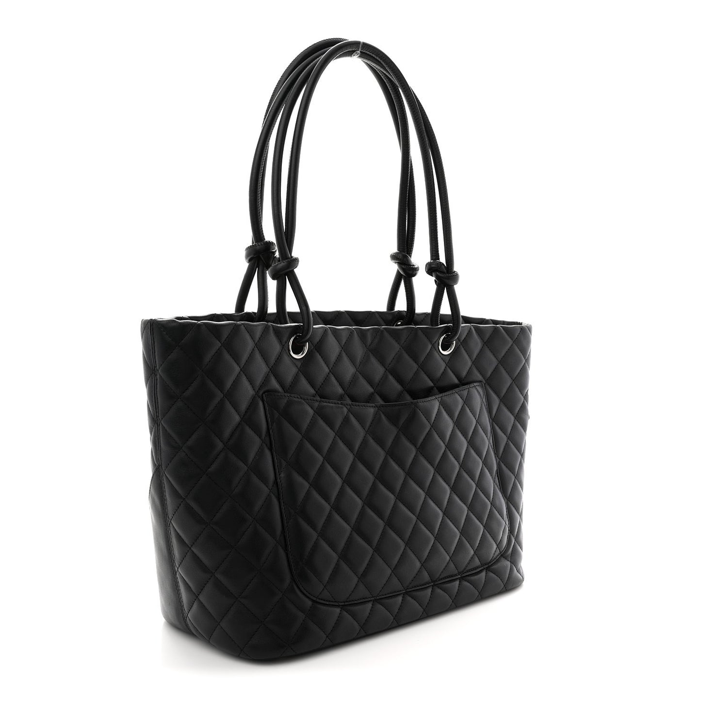 Calfskin Quilted Large Cambon Tote Black