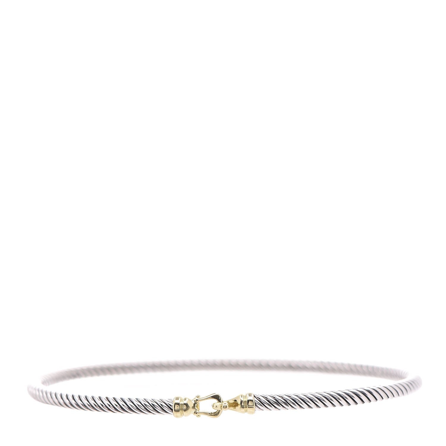 David Yurman Sterling Silver 18K Yellow Gold 3mm Cable Buckle Bracelet 1 of 4