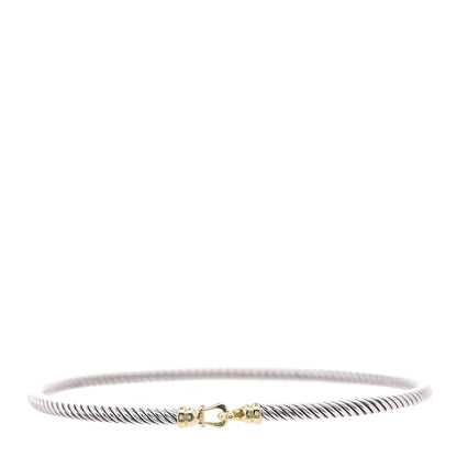David Yurman Sterling Silver 18K Yellow Gold 3mm Cable Buckle Bracelet 1 of 4