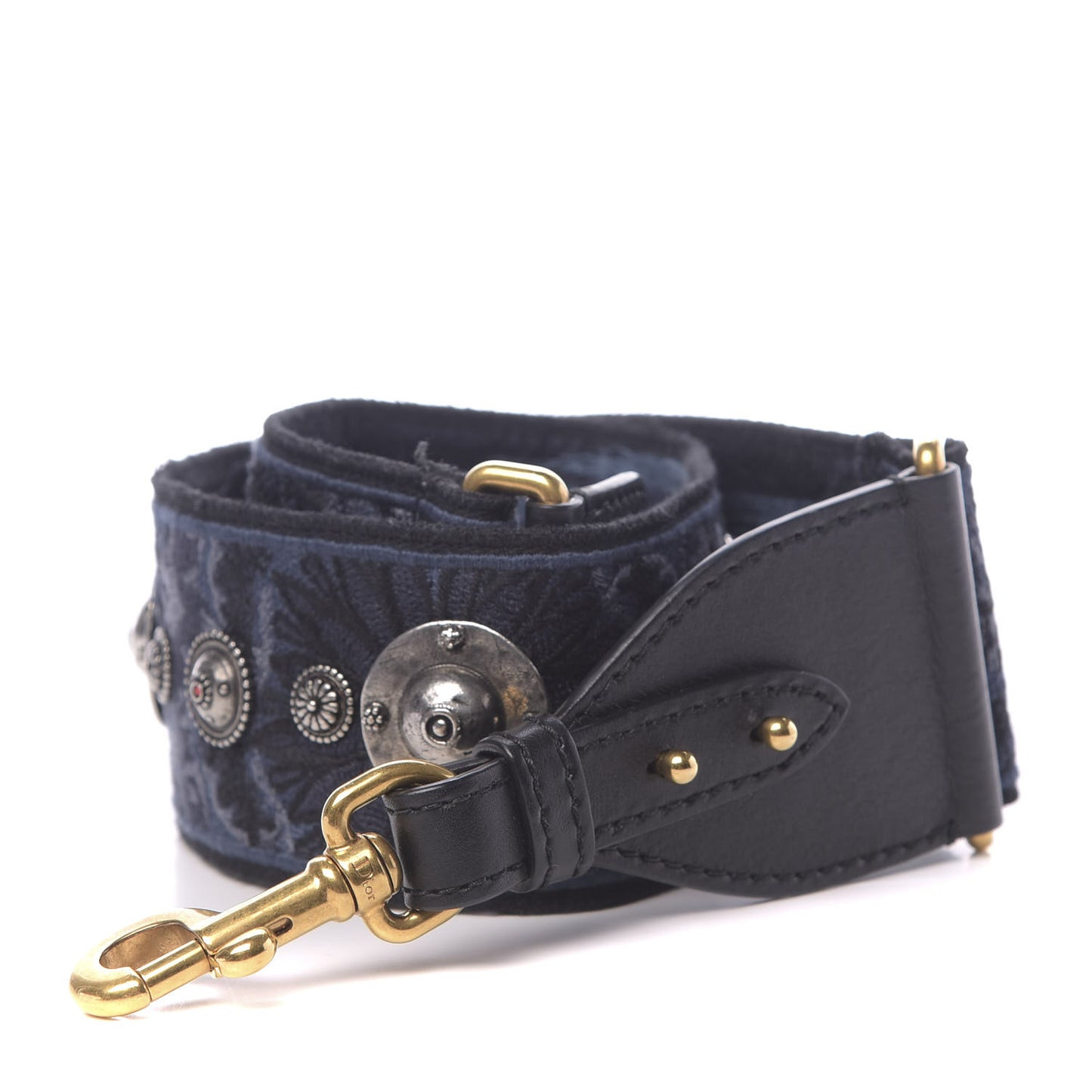 Canvas Embroidered Studded KaleiDiorscopic Adjustable Shoulder Strap Blue