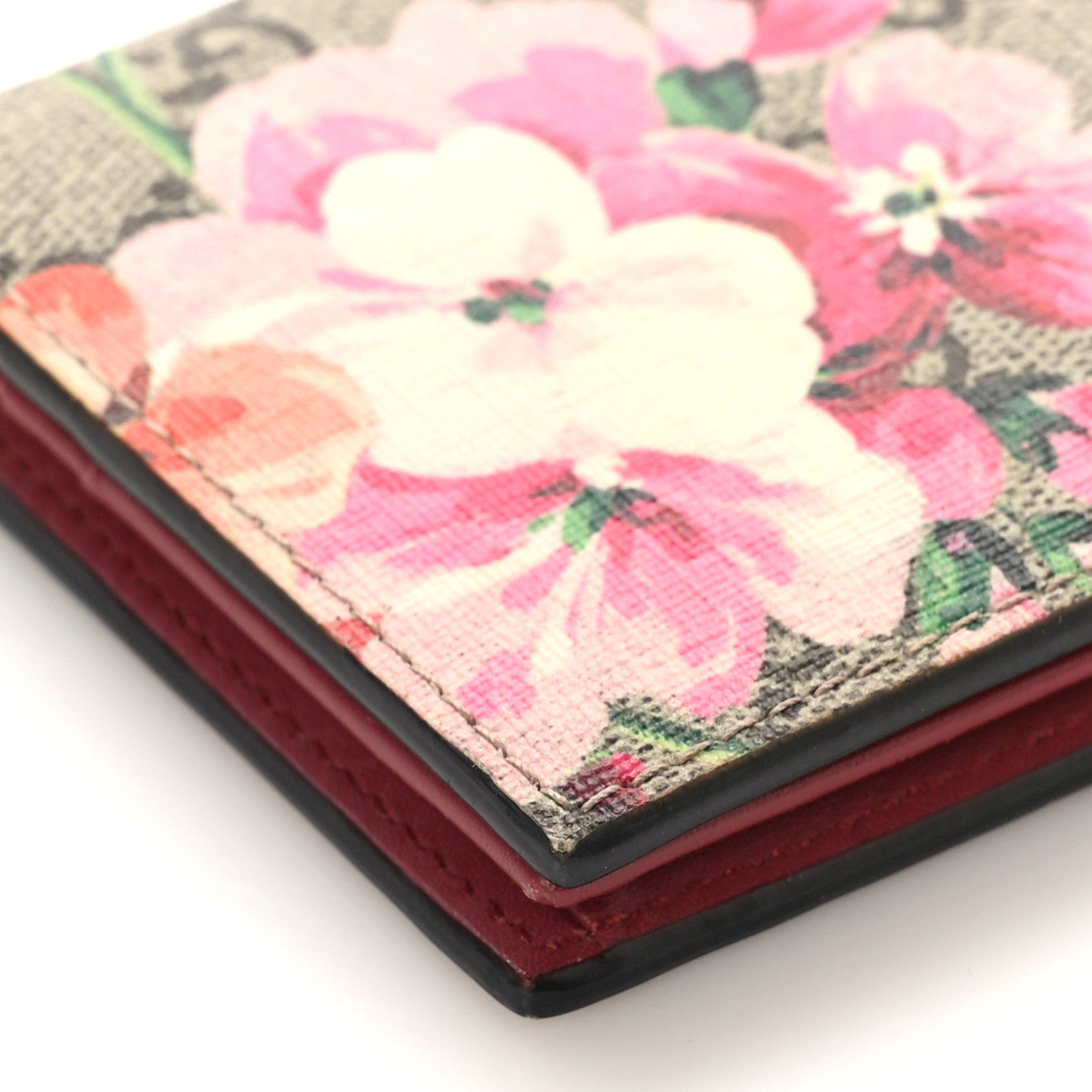 GG Supreme Monogram Blooms Card Case Beige Multicolor Dry Rose