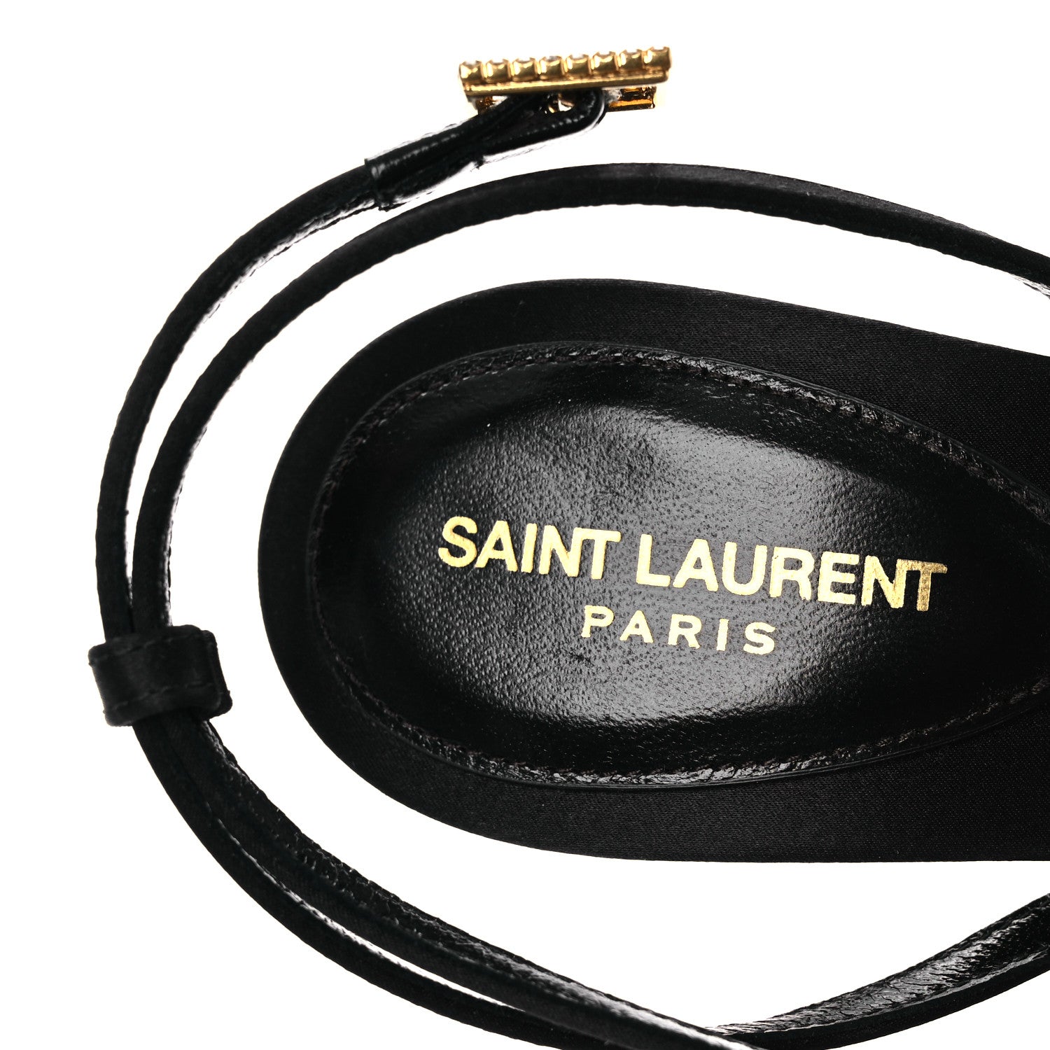 Saint Laurent Calfskin Satin Crystal Gippy 110 Sandals 36 Black 9 of 12