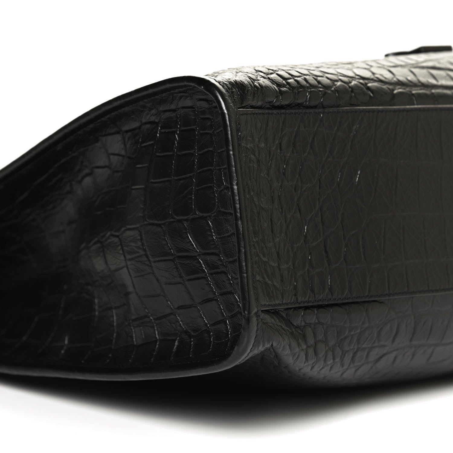 Saint Laurent Calfskin Crocodile Embossed Monogram Large Niki Shopping Bag Black 9 of 13