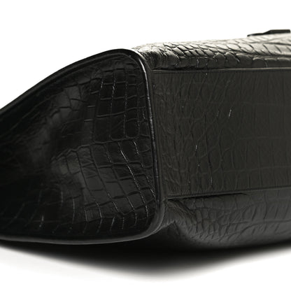 Saint Laurent Calfskin Crocodile Embossed Monogram Large Niki Shopping Bag Black 9 of 13