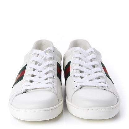 Gucci Calfskin Ayers Bee Embroidered Womens Ace Sneakers 39 White Green 2 of 9