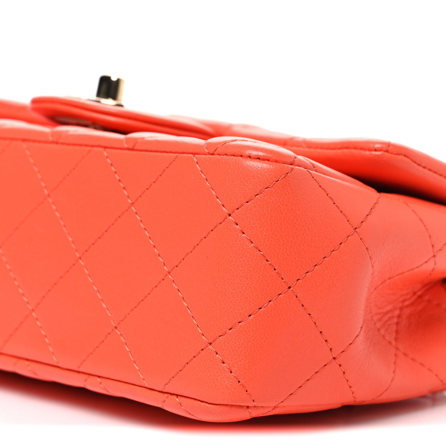 Lambskin Quilted Mini Rectangular Flap Orange