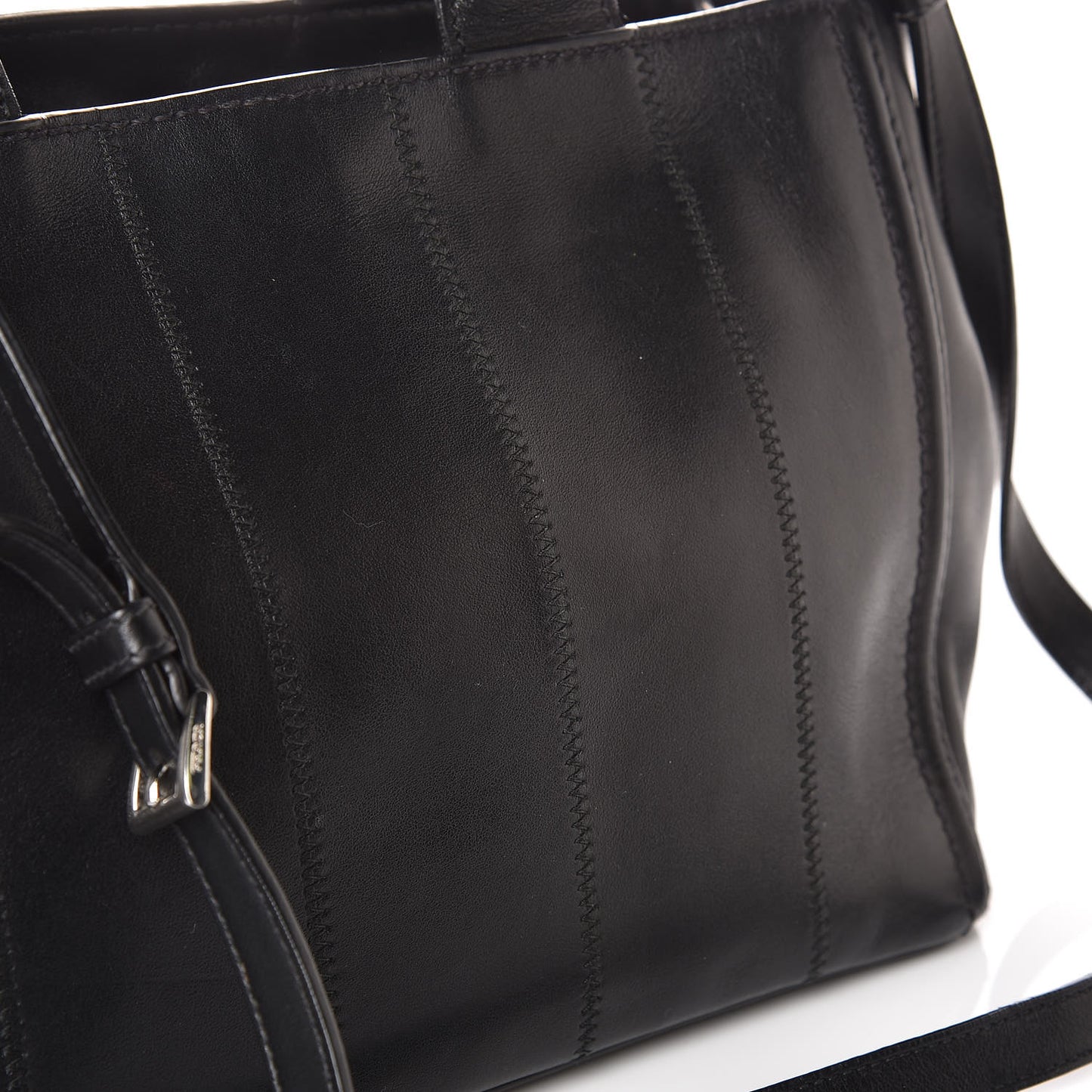Nappa Vertical Stitched Tote Black