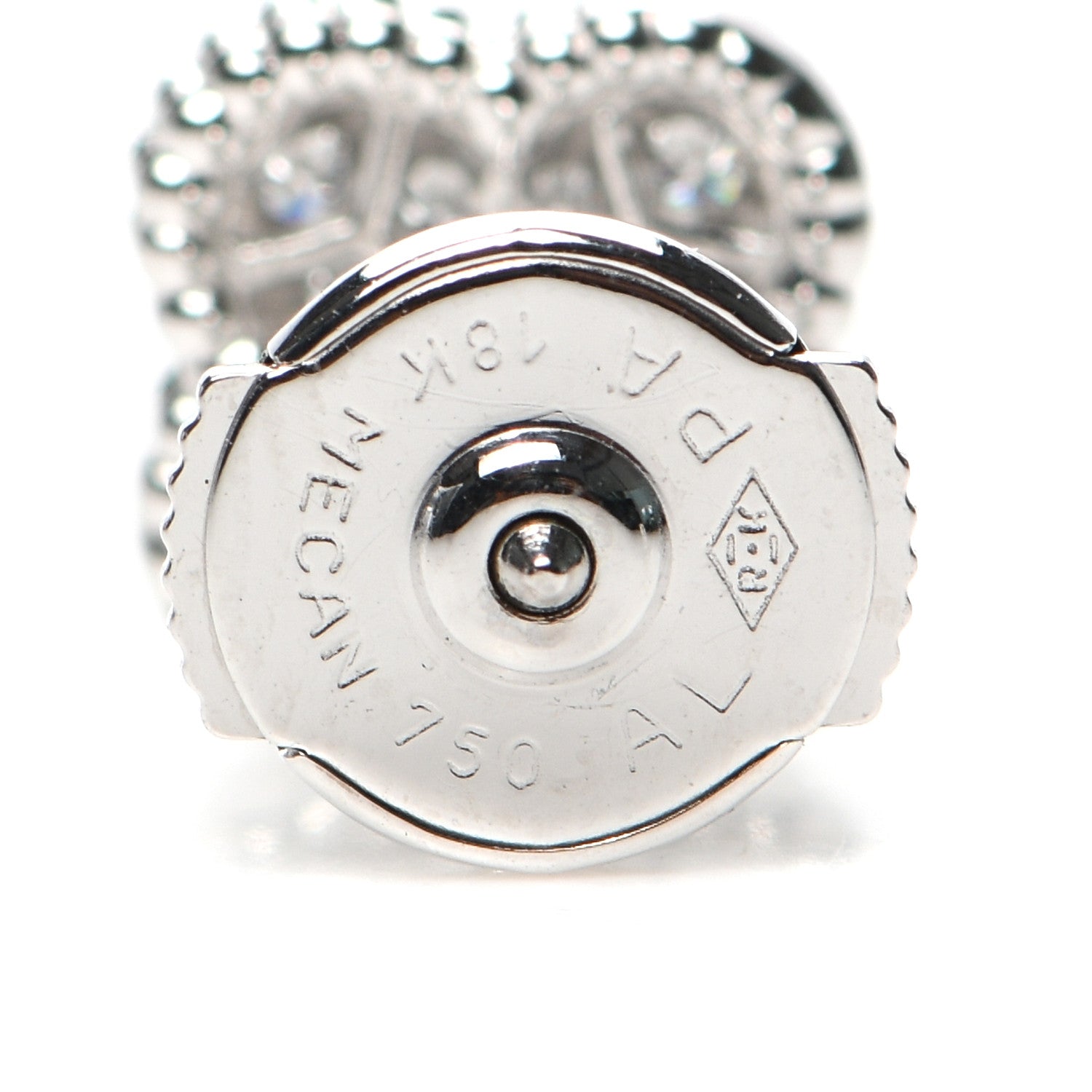 Van Cleef & Arpels 18K White Gold Diamond Sweet Alhambra Earrings 4 of 4