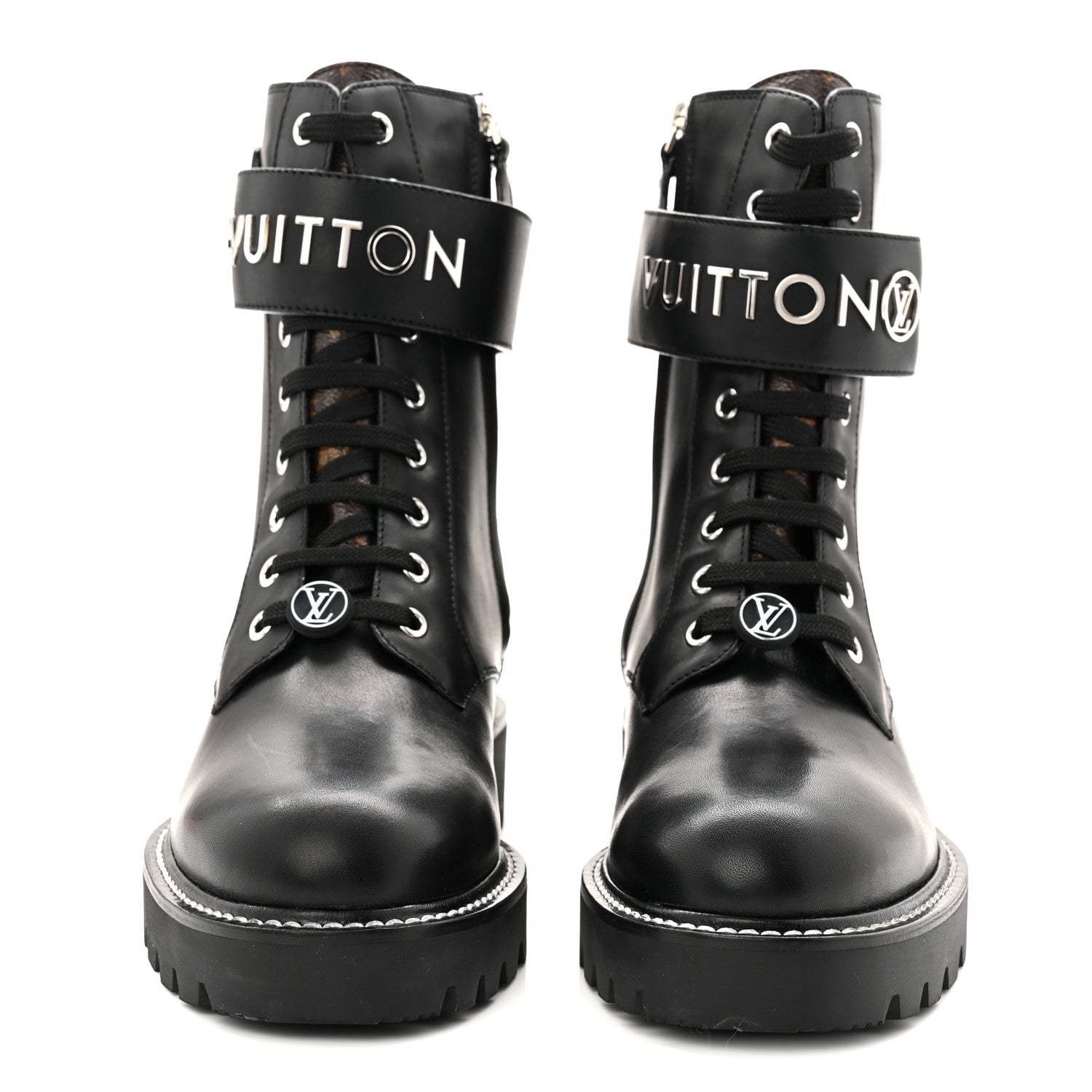 Louis Vuitton Calfskin Territory Flat Ranger Boots 38 Black 3 of 9