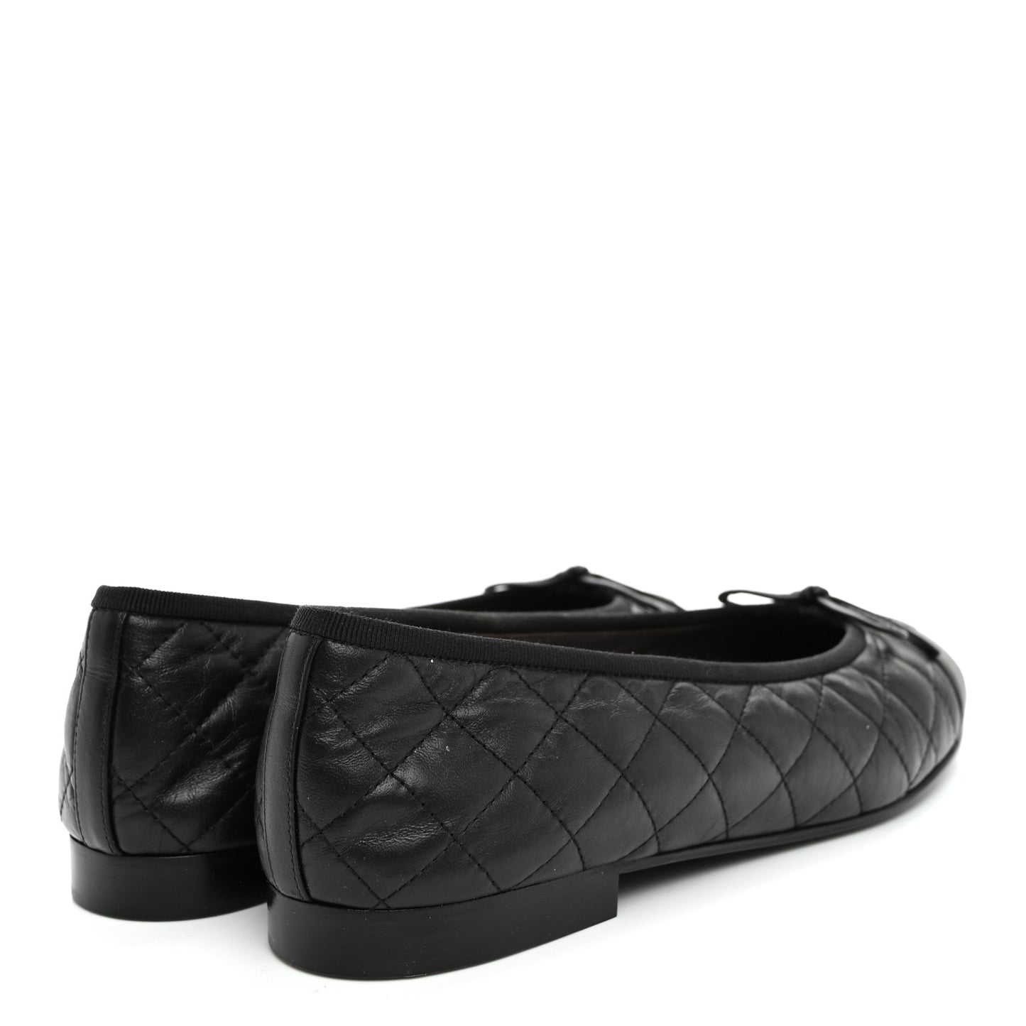 Aged Calfskin Quilted CC Cap Toe Ballerina Flats 41 Black