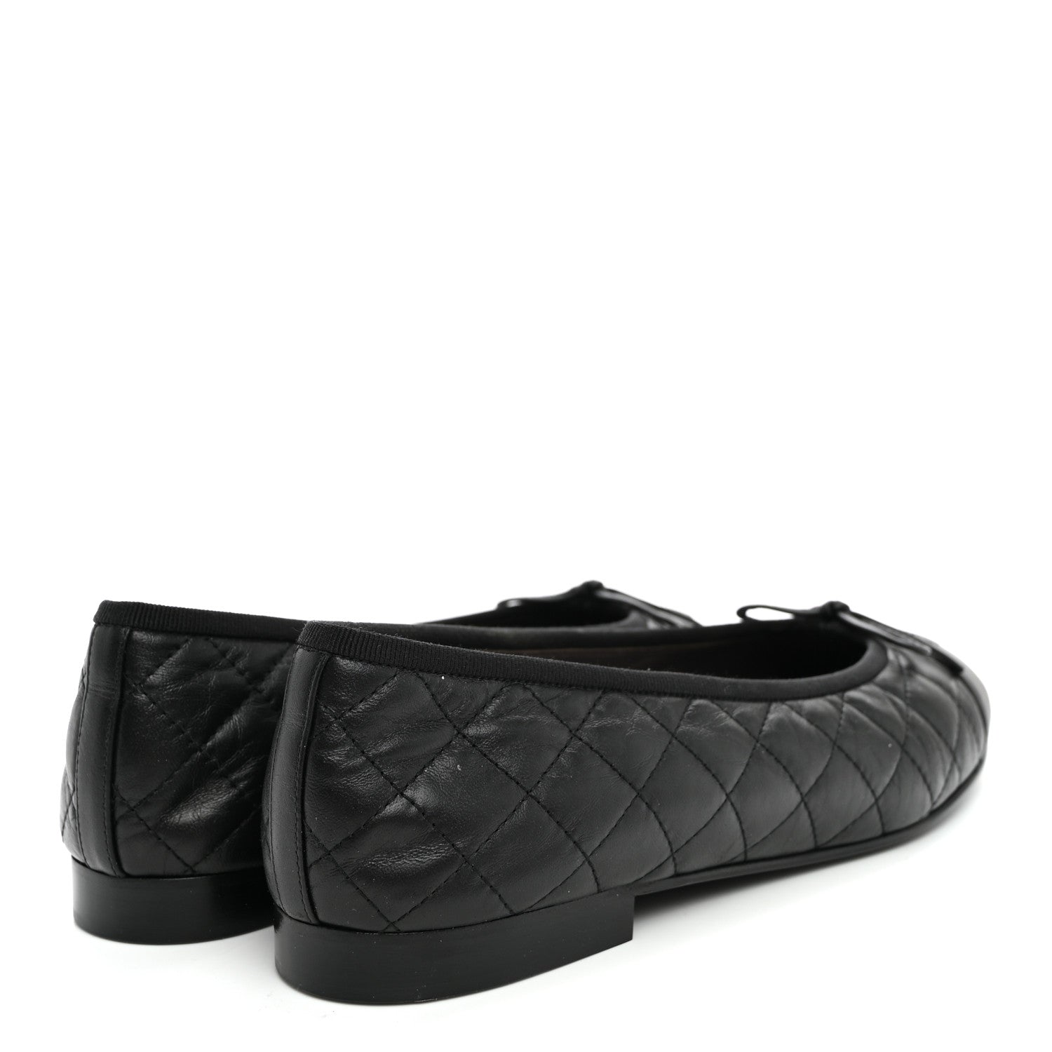 Chanel Aged Calfskin Quilted CC Cap Toe Ballerina Flats 41 Black 4 of 10